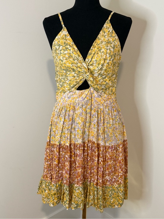 Angie Dresses & Skirts - ANGIE - Floral Twist-Front Spaghetti Strap Dress in Yellow Multi